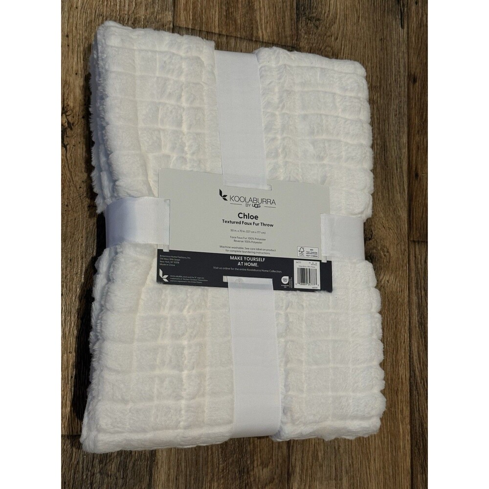 NEW Koolaburra By Ugg Chloe Faux Fur Throw Blanket 50”x 70” White (Various ) - Picture 4 of 8